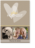 zwei herzen, goldenen hochzeit, einladung, braun