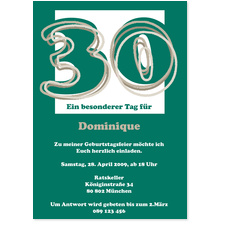 30. Geburtstag Dunkelgrün