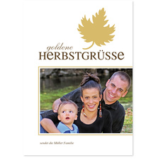 Familiengrüße - Herbst - goldenes Blatt