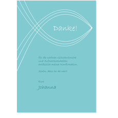 T�rkise Dankekarte f�r Konfirmationsgaben 