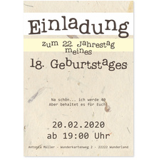 Jahrestag des Geburtstags - Naturpapier