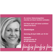 Bezaubernde rosafarbene Einladung zum 50.