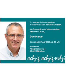 Bezaubernde blaue Einladungskarte zum 60.