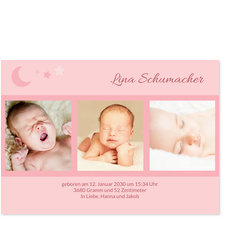 Mond und Sterne f�r M�dchen - Rosa