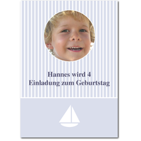 Geburtstagseinladung - Blau mit Schiff