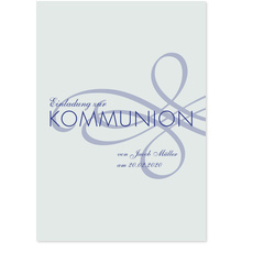 Elegante Kommunionseinladung - ohne Foto in Blau
