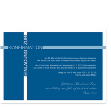 Konfirmation - Kreuzschriftzug - Blau