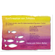 Konfirmationseinladung mit Fischen f�r  M�dchen