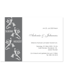 Silberhochzeit Floral Grau