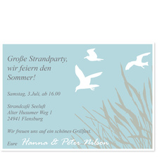 Einladung zur Strandparty mit Möwen