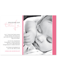 Taufeinladung - Modern - Pink