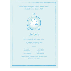 Hellblaue Taufeinladung