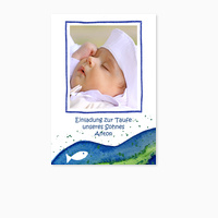 Taufeinladung: Blaues Aquarell 
