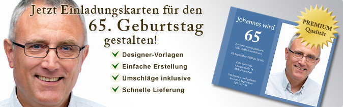 Einladungskarten Geburtstag 65, Einladungskarte Geburtstag 65