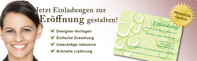 Einladung Er�ffnung, Einladungen Er�ffnung