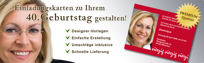 Einladungskarten zum Geburtstag: 40 Jahre