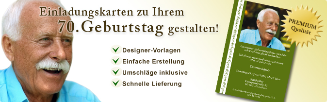 Stilvolle Einladungskarten zum Geburtstag:  70 Jahre sind es schon!
