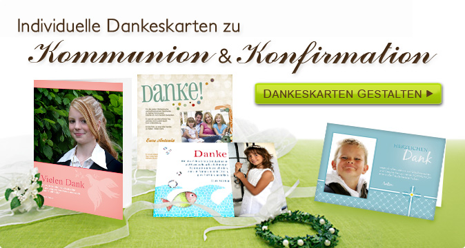 Dankeskarten zur Kommunion und Konfirmation